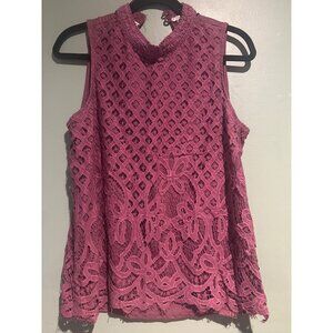 Rewind Women’s XXL Lace Sleeveless Top Lined Romantic Cottagecore Summer Chic